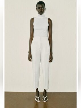 Zara White High-Waisted Pants - NWOT, S